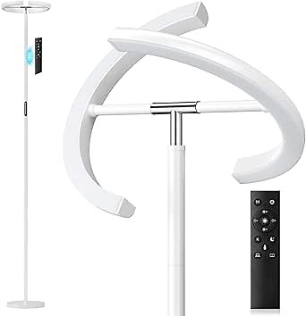 Floor Lamps for Living Room, 40W/2400LM LED Floor Lamp with Touch & Remote Control, 70" Tall Standing Lamp Stepless Dimmable, Modern Torchiere Corner Lamp for Bedroom, Office - White