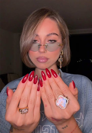 Do we like the shade of red? #rednails #almondnails | red nails