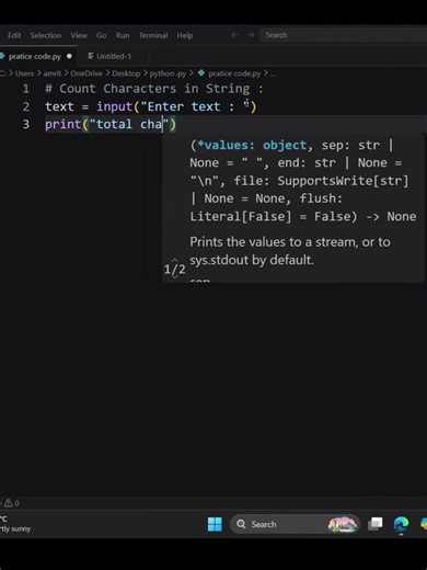count character in string #shorts