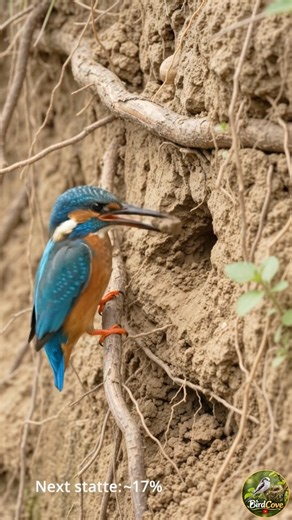 Kingfisher Builds Its Nest One Piece at a Time 🐦💙 | Incredible Wildlife Moment