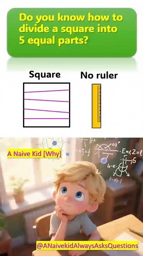 Do you know how to divide a square into 5 equal parts? #maths #education #quiz #square #divide