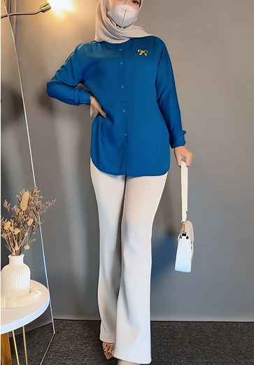 Kemeja rayon andalanku nih bestii 😍 ada versi tangan panjang, muat sampai bb jumbo 🥰 #rekomendasioutfit #kemejawanita #kemejarayon #fyp