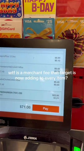 Costs have to be picked up somehow. Spreading plastic card fees across the whole customer population, independent of how payment is made, mirrors the standard for practically all retailer costs.There are a lot of gas stations where you can pay less per gallon if you're paying with cash. Some chains avoid those costs altogether by not taking plastic.May be some adjustments in pricing practice ahead, especially for the mid-price department stores.