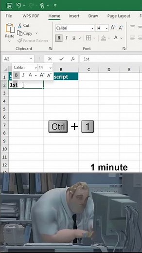 Superscript and subscript trick in excel 😱 #excel #office #spreadsheet