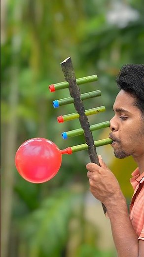 Creative Bamboo New Crafts with Popping Colourful Five Balloon Art #shorts #idea