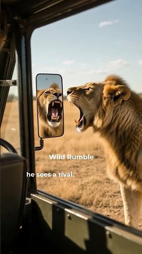 Lion Sees Himself in Mirror 😱🦁 | Unexpected Reaction #wildlife