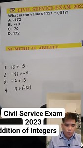 Civil Service Exam August 2024 Numerical Ability Addition of Integers | MAD MATH TV