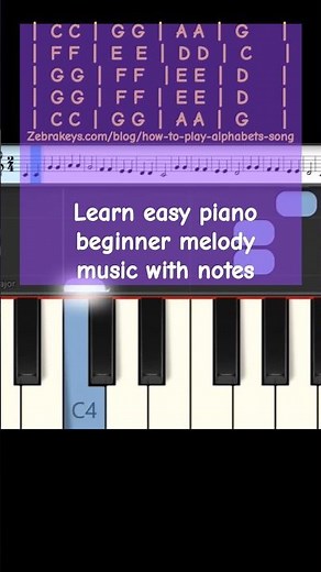 How to play easy piano "Alphabet Song" melody with notes #zebrakeystutorialwithnotes