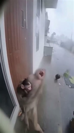 Monkey bibi on Instagram: "Mother Monkey Screams for Help in the Storm! #monkey #animalrescue #helpme #storm #money"