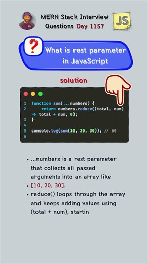 Rest Parameter in JavaScript || JavaScript Interview Questions 2026 #shorts