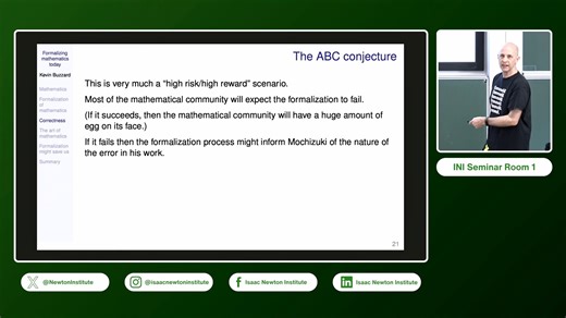 Prof. Kevin Buzzard - Formalizing mathematics today