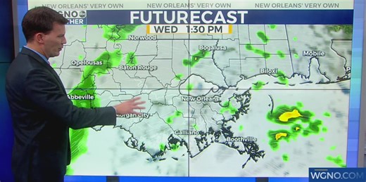 Warmer with a few spotty showers on Wednesday