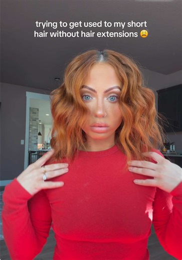 Short hair is 100% more high maintenance than hair extensions 😑 #shorthair #haircut #redhair #hairextensions #bob