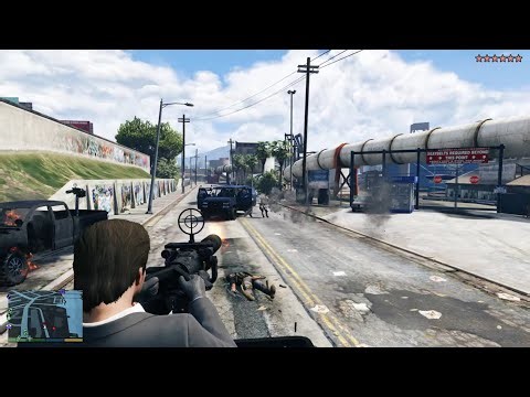 GTA 5 - FIB Agents Michael & Dave Maze Bank Arena Shootout + Ten Star Escape