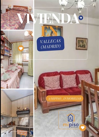 ✨🏡 ¡OPORTUNIDAD EN VALLECAS! Si buscas una vivienda cómoda, bien comunicada y lista para entrar a vivir… esta puede ser para ti 👇 📐 60 m² muy bien aprovechados 🛏️ 3 dormitorios 🛁 1 baño 🛗 Edificio con ascensor 🍽️ Cocina amueblada (sin electrodomésticos) 🌬️ Tendedero 🔥 Caldera de gas natural ♨️ Calefacción 🔧 Instalaciones de luz y fontanería actualizadas 📍 Ubicada en Vallecas, rodeada de todos los servicios y transporte. 💥 NUEVO PRECIO: 265.000 € 📲 Escríbenos y agenda tu visita antes