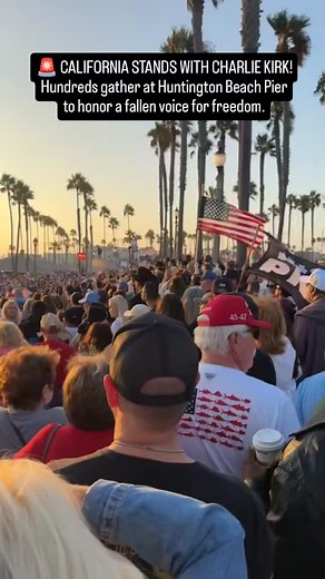 10K reactions · 498 shares | CALIFORNIA STANDS WITH CHARLIE KIRK! Hundreds gather at Huntington Beach Pier to honor a fallen voice for freedom. The future of America is bright, but let's remember the cost of our divisions. #CharlieKirkVigil #HuntingtonBeach #UnityOverDivision #NeverForget | Real News | Facebook