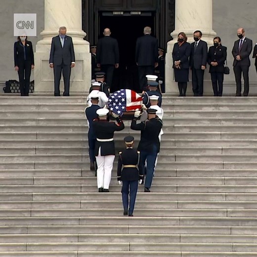 Supreme Court Justice Ruth Bader Ginsburg’s casket is carried to the US Capitol, where she will be the first woman and Jewish person to lie in state. https://cnn.it/3j2ZT3X | CNN