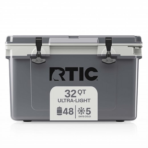 RTIC 32 QT Ultra-Light Hard-Sided Ice Chest Cooler, Fits 48 Cans, Dark Grey & Cool Grey