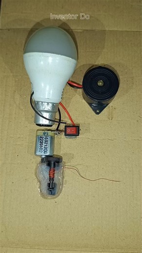 Led Bulb With Buzzer Sound Project Rope Mechanism Dc Motor #dcmotor #diy #project