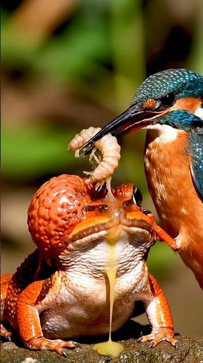 Unbelievable! Bird Saves Frog from Hidden Parasite 🐸🐦