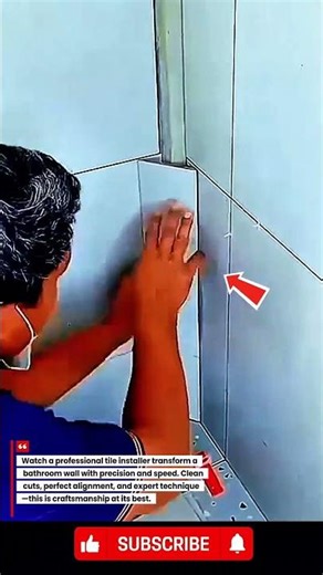 Pro Tile Installer Shows Perfect Wall Tile Installation in a Modern Bathroom