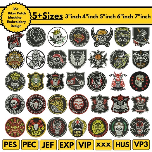 Biker Patch Machine Embroidery Designs Harley Davidson Embroidery Design Retro Biker Patch Logos Embroidery Bike Emb Pes File5+size Download - Etsy
