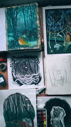 a collection of wolves i have painted over the years. most all are available #wolfart #wolves #animalart #wildlifeartist