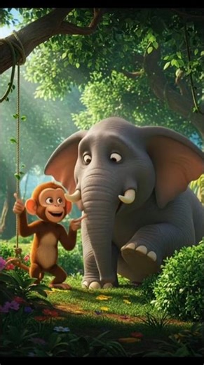 झूला टूटा और बंदर गिर गया 😱| Monkey Elephant Story 🐘Emotional #shortsfeed #ai #shorts #viralshorts