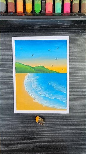 Easy Beach Sunset Drawing with Oil Pastels 🌅| Step-by-Step Seascape Tutorial
