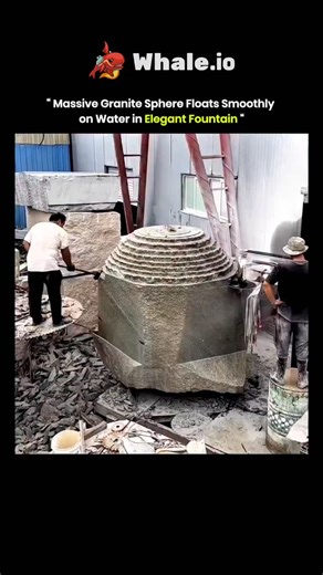 Explains Everything on Instagram: "The majestic sight of a massive granite sphere floating smoothly on water in an elegant fountain is a marvel of engineering and design. This phenomenon is made possible by a precisely machined and polished solid granite sphere resting on a granite base with a socket carved to the exact curvature of the ball. Water pumped up through the base creates a thin film, allowing the sphere to float and gently rotate ¹. These granite sphere fountains are perfectly balanc