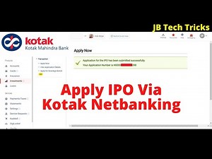 Apply IPO ASBA Kotak Net Banking | JB Tech Tricks