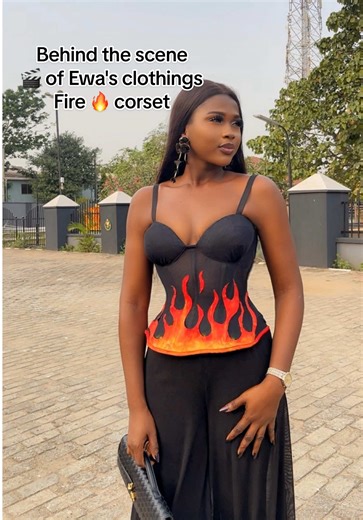 Behind the scene 🎬 of Ewas clothings fire 🔥 corset #fashiondesigner #corset #fyp #fashionacademyinsurulere #firecorset