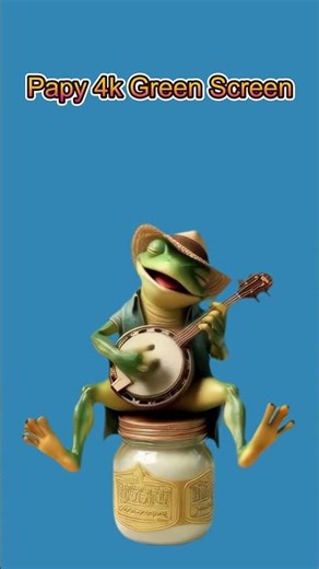 La grenouille au chapeau joue du banjo 2 4k Green Screen