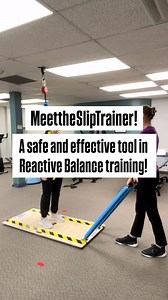 This slip trainer is a safe and effective part of reactive balance training! After completing introductory fall prevention exercises our physiotherapy team will introduce you to the slip trainer where your balance will be tested to help make sure you are able to recover should you slip or trip A single session of repeated slip training cuts the annual fall risk for older adults by 50%. These improvements last several monts to a year after the end of the reactive balance training program. To lear