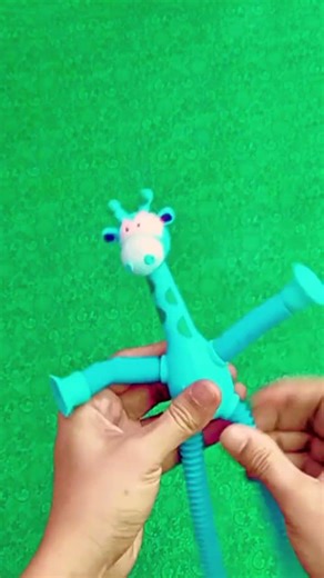 Minutes Satisfying with Unboxing LED Suction Giraffe Pop Fidget Toy in blue color