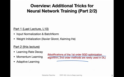 L12.0: Improving Gradient Descent-based Optimization -- Lecture Overview
