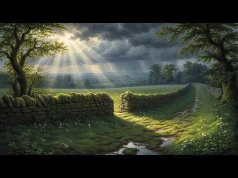 4K Calm Focus Ambience • Irish Countryside Path with Soft Rain & Sunlight