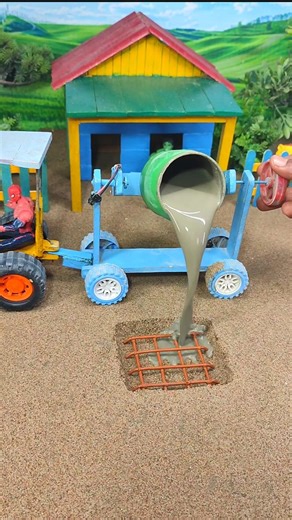 🔥🔥 Realistic Mini Cement Mixer Tractor Pillar Footing Making | DIY Project #shorts #youtubeshorts