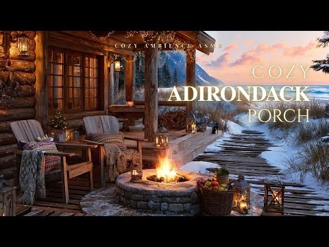 Cozy Adirondack Porch with Crackling Fire & Ocean Waves 🌊🔥Firelight Over the Dunes