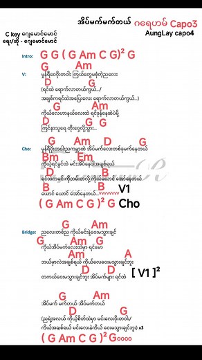 Myanmar Guitar Cover Song Chord Music