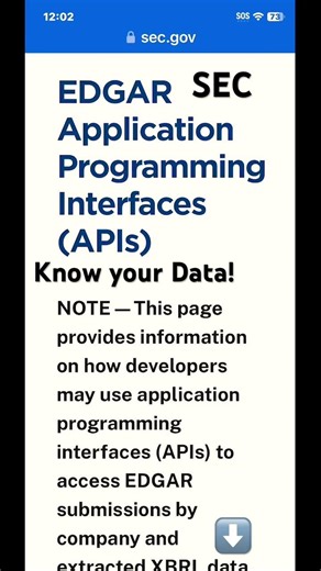 Edgar API information. It's all about your DATA!!!