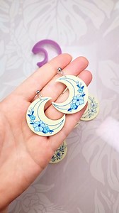 I’ve been really enjoying using Sculpey Translucent Liquid Clay to seal in paint when I want a nice matte look. Once cured, the liquid clay has a nice smooth matte look, just like cured Premo clay. You can cure it in the oven or with heat gun. If you go the heat gun route, be very careful! It’s easy to burn your clay that way. #sculpeyclay #moonearrings #polymerclaytutorials | The Clay Impress