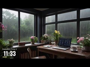 Live Rain Study Session - 12 Hour with Calming Rain Sound and Pomodoro Timer