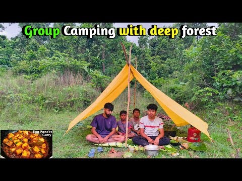 Group Camping with deep forest|| Jungle survival shelter Building house camping and cooking india