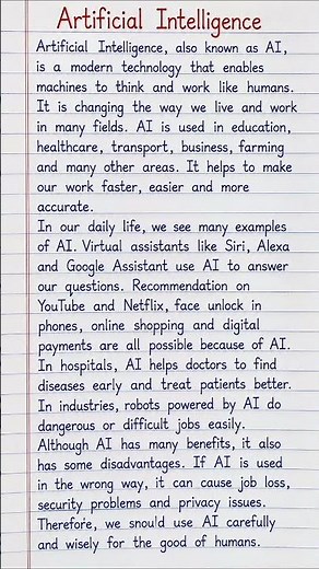 Artificial Intelligence Paragraph in English | AI Paragraph Writing | Easy English Paragraph