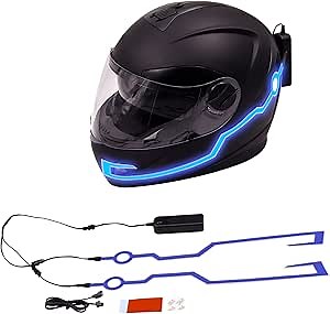 Amazon.com: Motorcycle Helmet Light,3 Modes Sticky EL Strips,Battery Helmet Lamp,2 Splitter Night Strobe Flash Brake Riding Helmet Decoration Kit (Green) : Sports & Outdoors