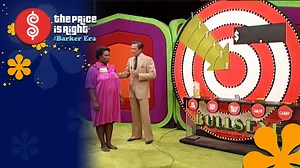 Superfan Barbara cracks up host #BobBarker and the crowd when she loses her shoes before playing #Bullseye! Episode 5241 - 1984 | The Price Is Right: The Barker Era