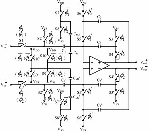 Fully differential switched capacitor integrator amplifier