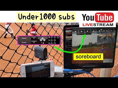 Mevo start is YouTube live (under 1000 subs) with baseball game on iPad | scoreboard / PIP