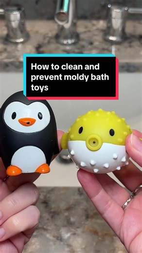 How to clean and prevent moldy bath toys 🧼 #moldybathtoys #howtocleanbathtoys #bathtoys #cleantok #cleaninghacks #bathtoyhacks #toxicmoldexposure #mold #momhacks #nomoremold